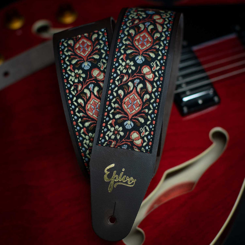 Epivo Cream Peafowl Leather Guitar Strap