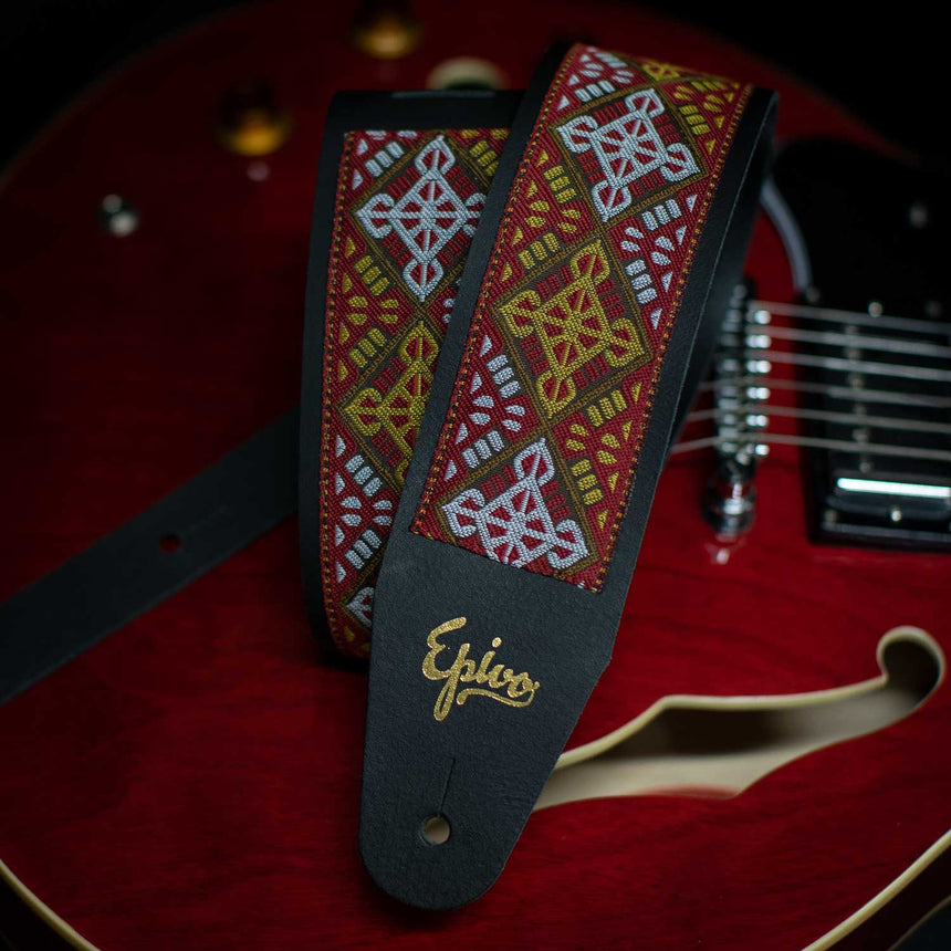 Epivo Red Cross Leather Guitar Strap