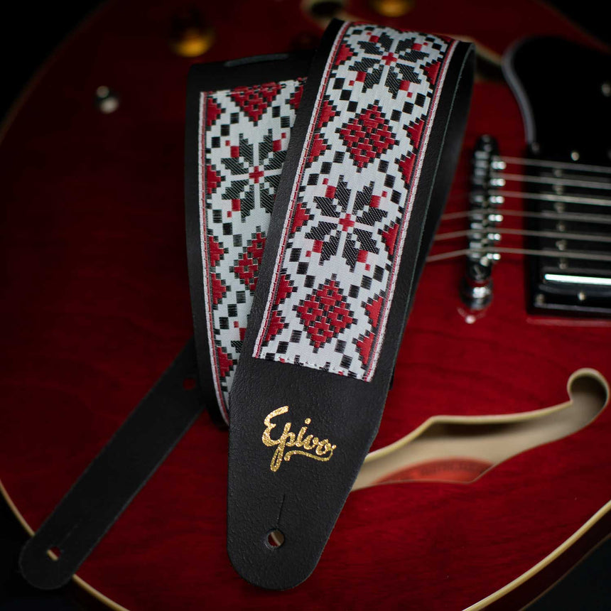 Epivo Square Flower Leather Guitar Strap